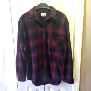 ARITZIA - Wilfred Free Size Small Burgandy/Black Plaid Top